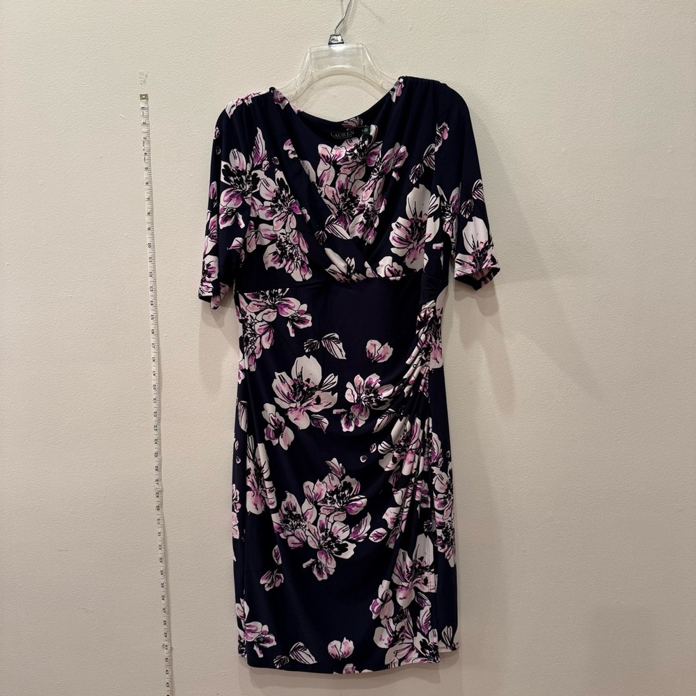 Ralph Lauren navy pink lavender wrap dress size 12